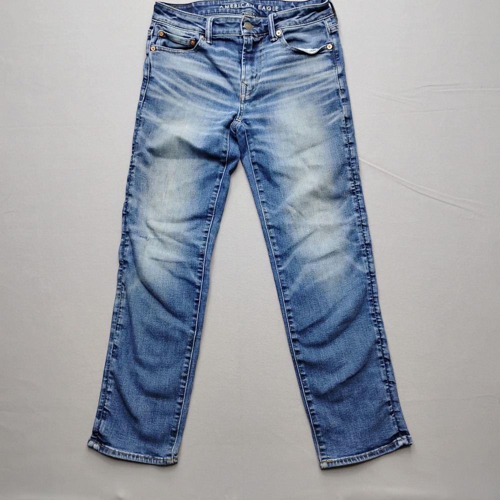 American Eagle Mens Airflex+ Temp Tech Original Straight Jeans Blue 28x30